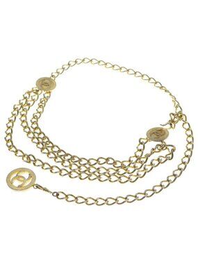 Chanel CC Logo Triple Chain Belt Gold